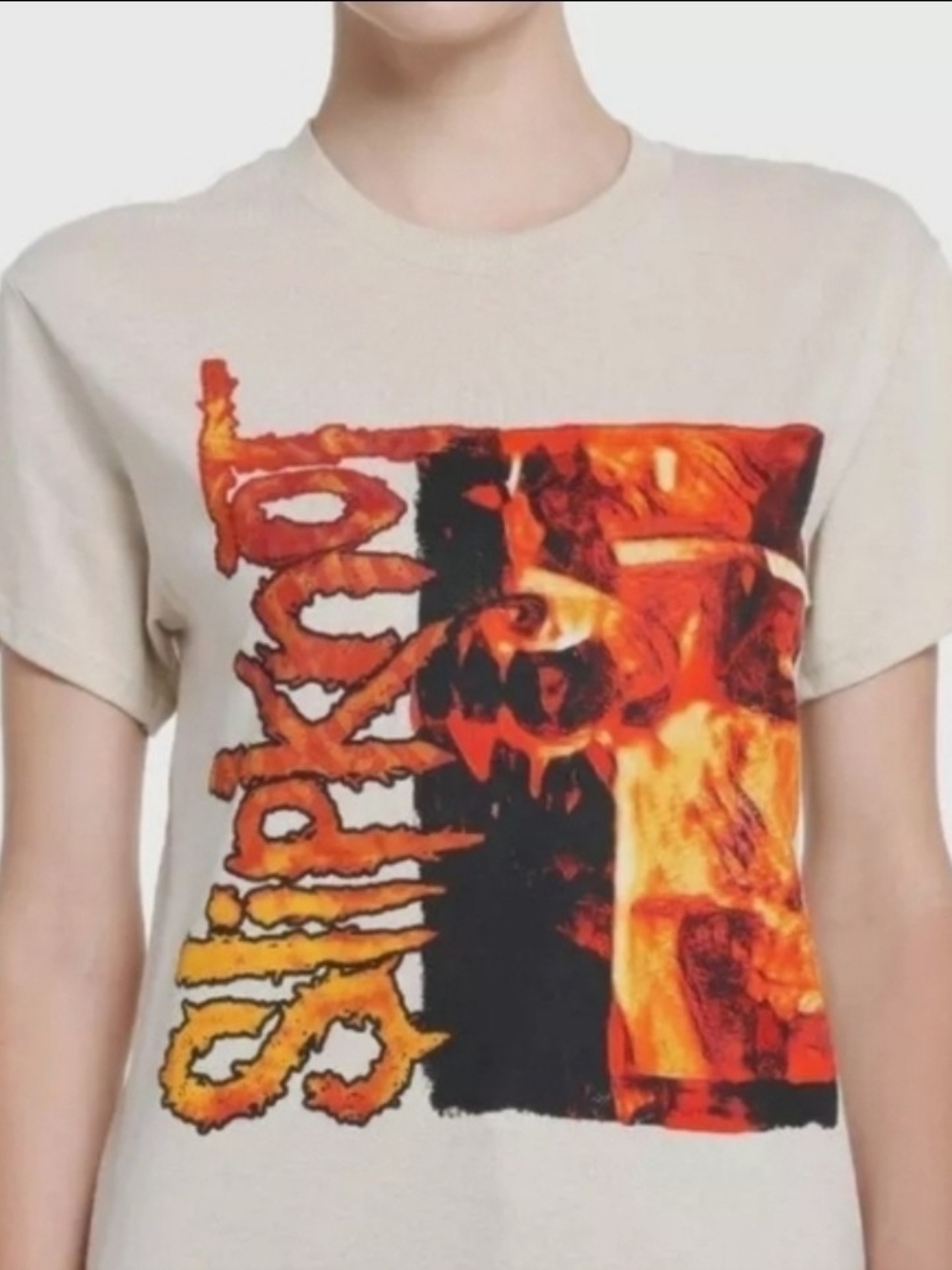 Slipknot Official Band Tee Men's XXL Tan Mask Fire Graphic